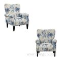 Living Room Chairs Blue Multi Fabric Armed Accent Chair with Solid Wood Legs CX638F